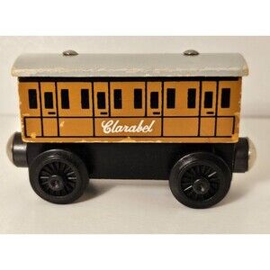 Vintage CLARABEL Thomas & Friends Wooden Railway Train Car Wood Round Magnet